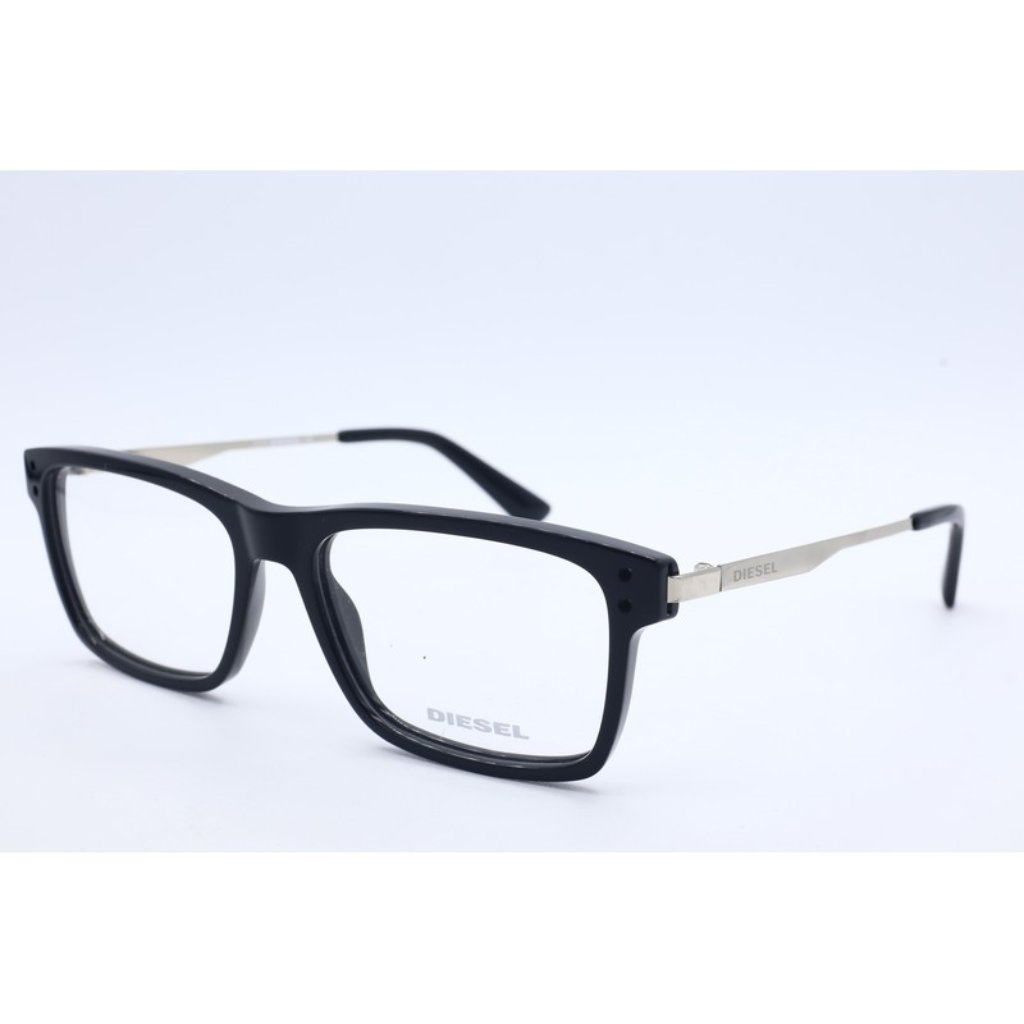 Diesel Dl 5296 001 Rectangle Shinny Black Eyeglasses Clear Lenses 54mm